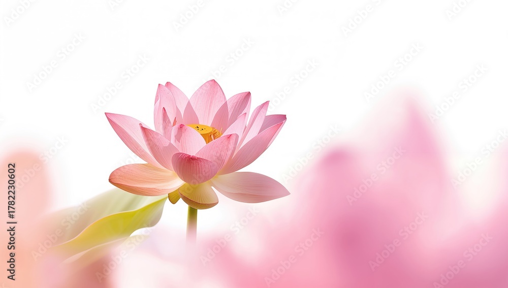 Fototapeta premium Pink water lily on a plain white backdrop
