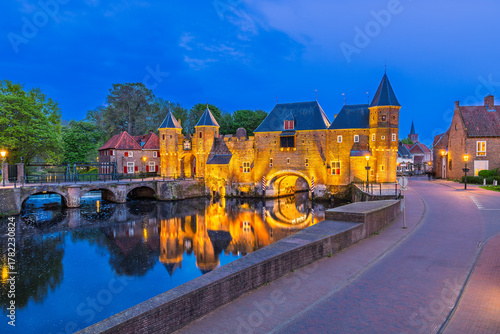 Amersfoort, Netherlands. The medieval gate Koppelport at dusk.