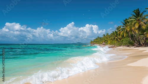 Fototapeta Naklejka Na Ścianę i Meble -  Caribbean natural beach landscape, showcasing erosion risk