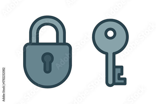 Padlock and key design representing digital security, data protection, and restricted access