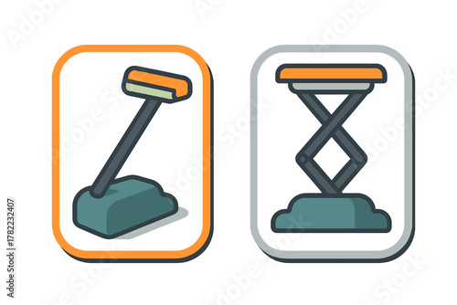 Mechanical gear shift lever and hydraulic scissor lift mechanism symbols