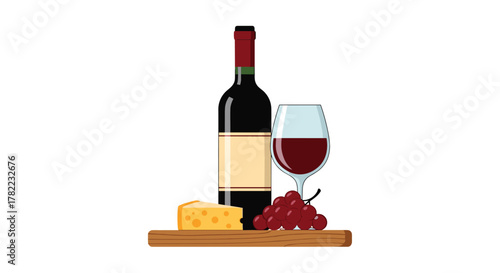 Savor the moment with a rich glass of red wine, artisanal cheese, and fresh grapes a perfect indulgence