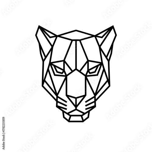 Geometric panther head minimal polygonal vector on transparent background