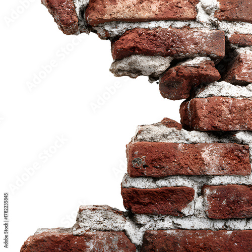 Detailed Cracked Red Brick Wall Texture with Mortar and Exposed Bricks