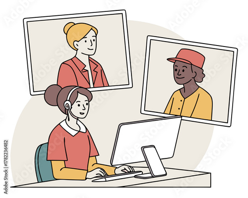 Business team having a video conference call online from home