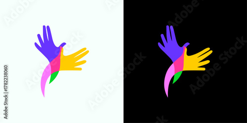 Colorful Hands Bird of Freedom Logo