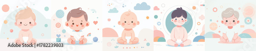 Cute babies in vector