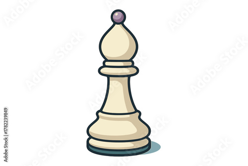 White bishop chess piece standing upright ready for strategic thinking and gameplay