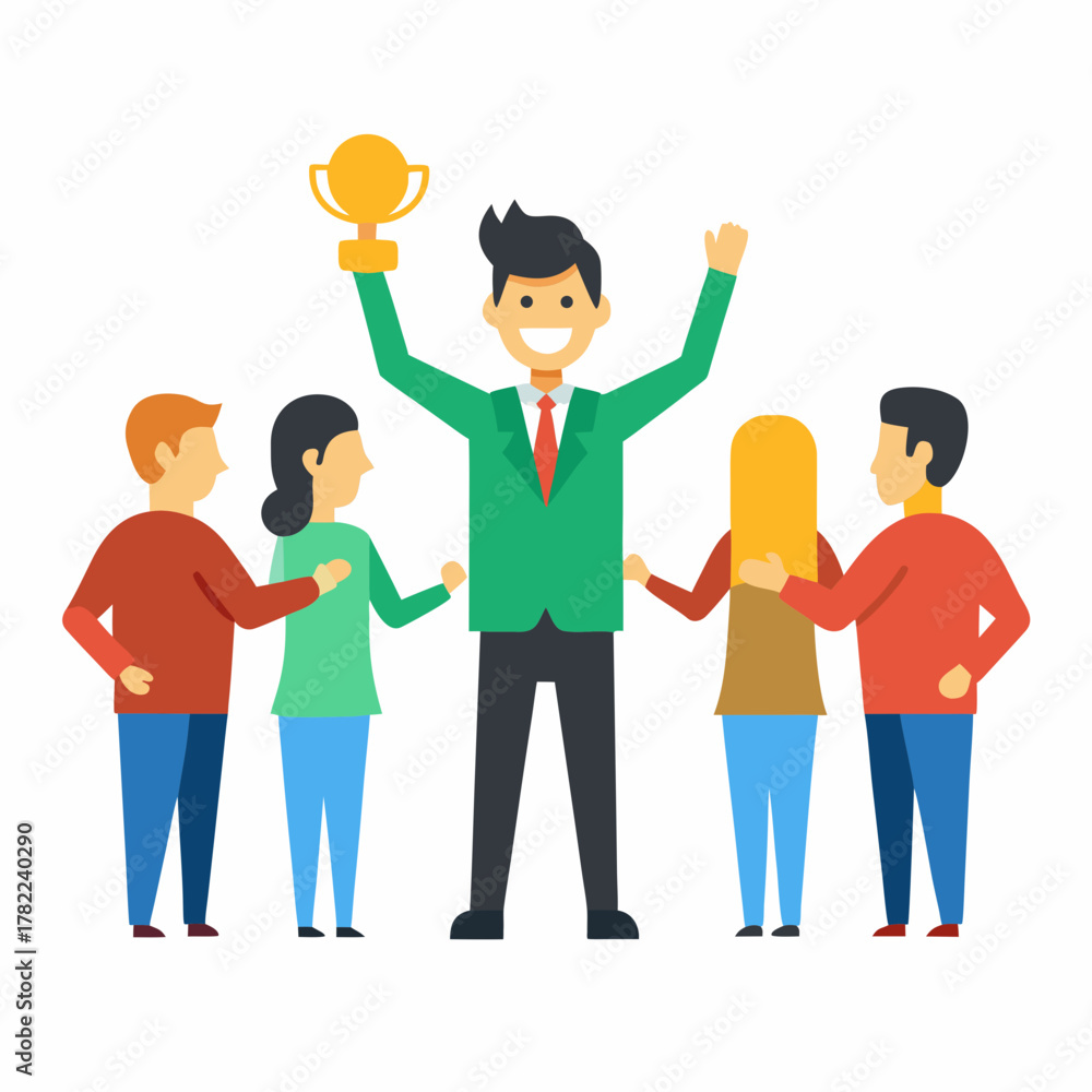 Fototapeta premium Employee Receiving Applause for Outstanding Work vector illustration
