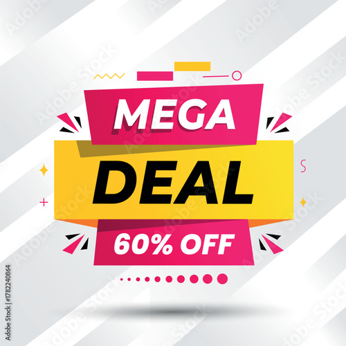 Vibrant Mega Deal Discount Banner for Limited Time Sales	
