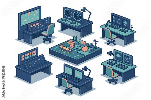 Centralized shipping logistics management system with multiple operator control desks