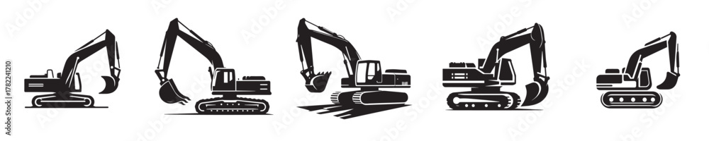 Naklejka premium Excavators in vector
