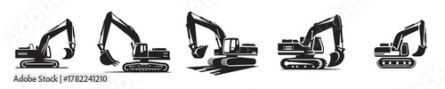 Excavators in vector