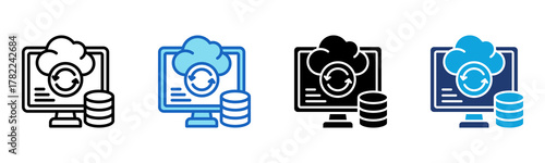 Cloud Sync Icon Multi Style Vector Illustration