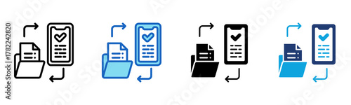 File Transfer Icon Multi Style Vector Illustration