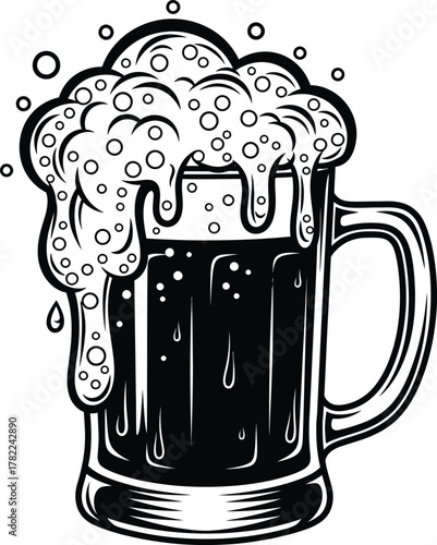Beer mug overflowing with foam