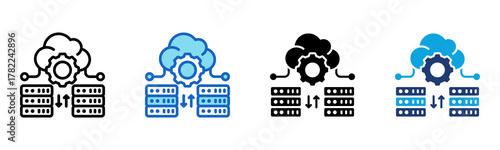 Server Cloud Icon Multi Style Vector Illustration