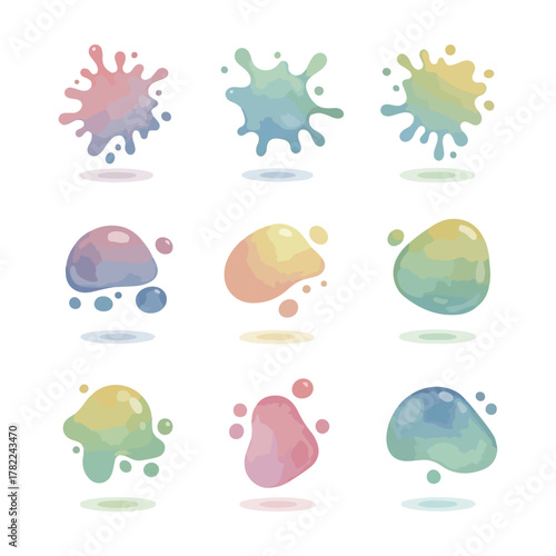 Vector Pattern Watercolor Ink Splatters in Organic Style with Soft Pastel Colors for Creative Artistic Design