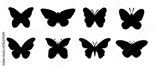Butterfly silhouette vector template. Set of butterfly vector illustration.