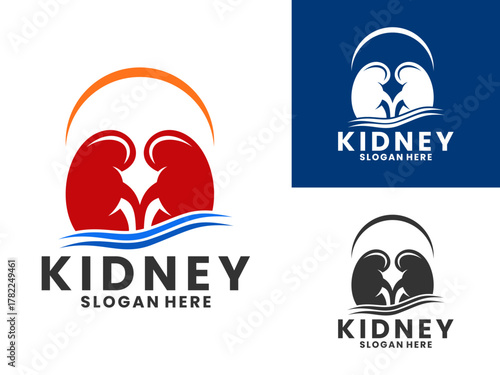 Kidney healthy logo design vector template. Kidney Clinic logo design icon
