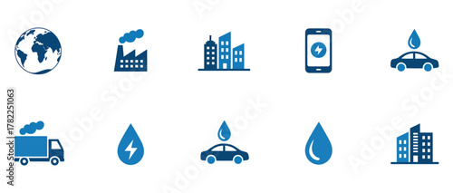 Sustainable energy and environmental concepts represented by modern icons, perfect for eco-friendly businesses and green technology marketing