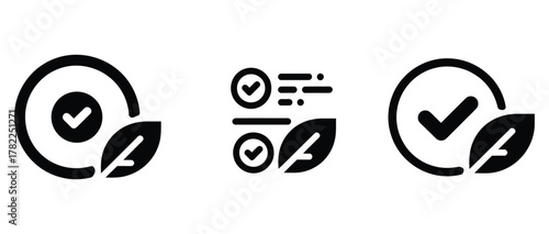 Eco-friendly checkmark icons representing sustainability, approval, and environmental responsibility for branding and design projects