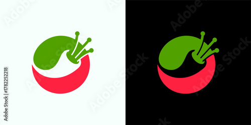 Stylized Red and Green Chili Pepper Logo