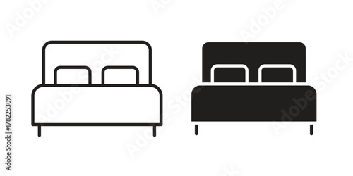 Bed icon pictogram in trendy outline style. icon, sign or symbol.