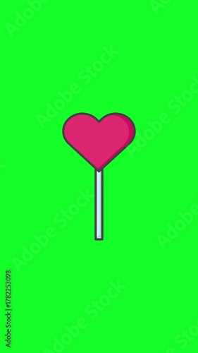 Valentine Candy Icon Animation On Green Screen. Vertical Animation