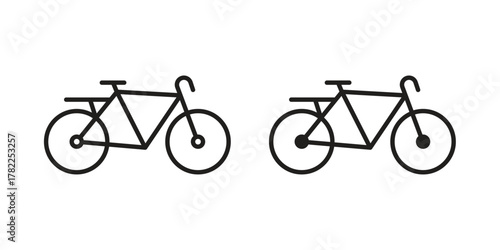 Biking mountain icon pictogram in trendy outline style. icon, sign or symbol.
