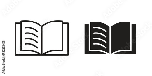 Book icon pictogram in trendy outline style. icon, sign or symbol.