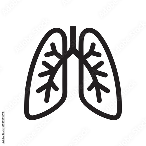 human lung icon organ. science test air art design.