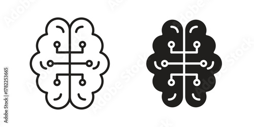 Brain circuit icon pictogram in trendy outline style. icon, sign or symbol.