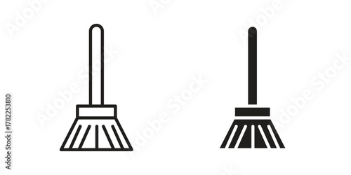 Broom icon pictogram in trendy outline style. icon, sign or symbol.