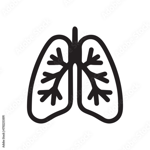 human lung icon organ. science test air art design.