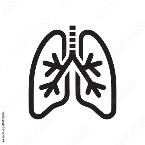 human lung icon organ. science test air art design.