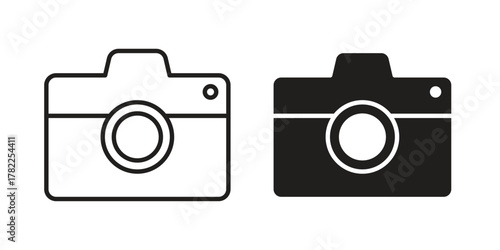 Camera icon pictogram in trendy outline style. icon, sign or symbol.