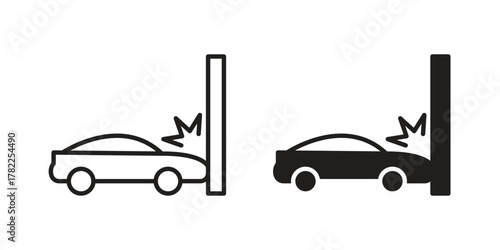 Car crash icon pictogram in trendy outline style. icon, sign or symbol.