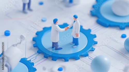 Human and AI collaborating with bridge symbol