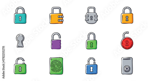 Cartoon style bottle of green liquid with black outline and cork