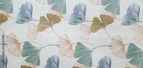 Floral patterns and leaves on a white background. Floral ornament wallpaper or fabric. Wallpaper texture with flowers and leaves.