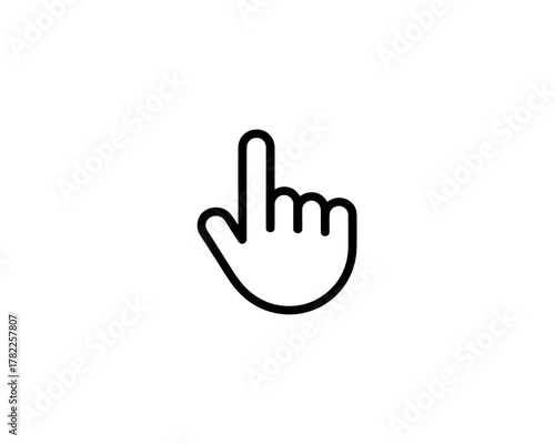 Illustration of a hand with the index finger pointing upwards on a white background in a simple line drawing