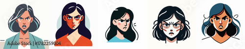Angry faces in vector