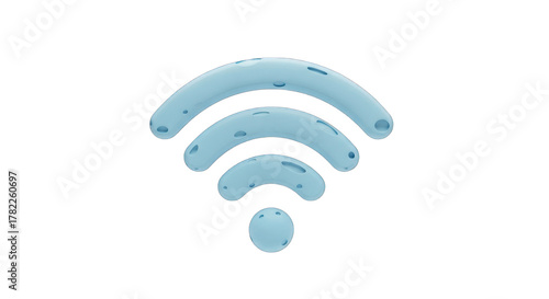3D Render of a Textured Light Blue Wifi Symbol.