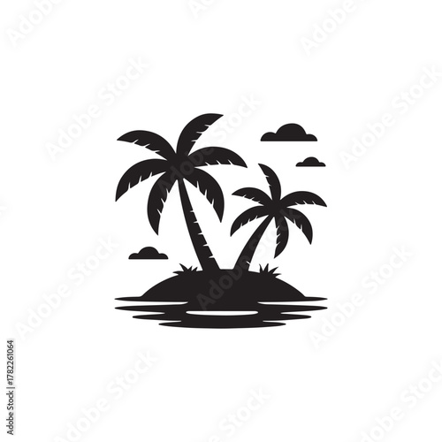 Wallpaper Mural "Tropical Getaway Icon – Island and Palm Trees" Torontodigital.ca