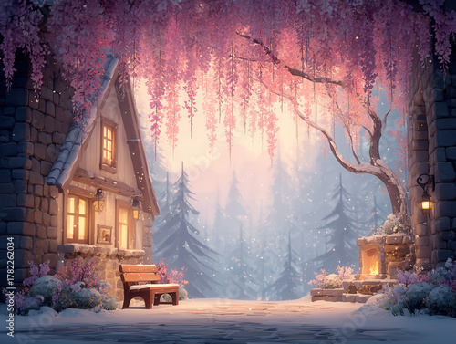 serene winter fireplace