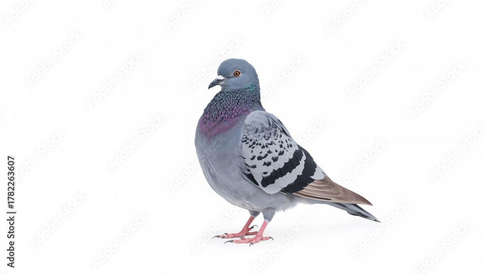 Obraz premium Lone pigeon on a plain white background