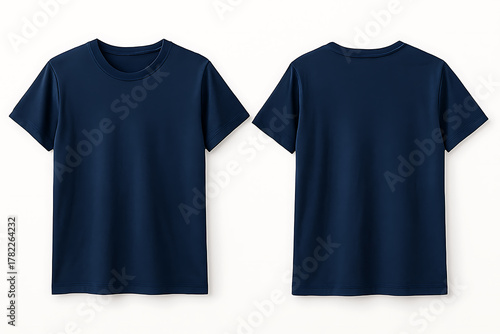 Plain dark navy blue short sleeve t shirts front and back view