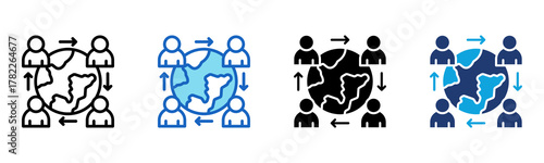 Global Connection Icon Multi Style Vector Illustration