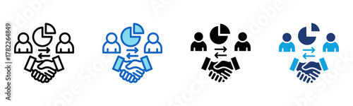 Data Partnership Icon Multi Style Vector Illustration